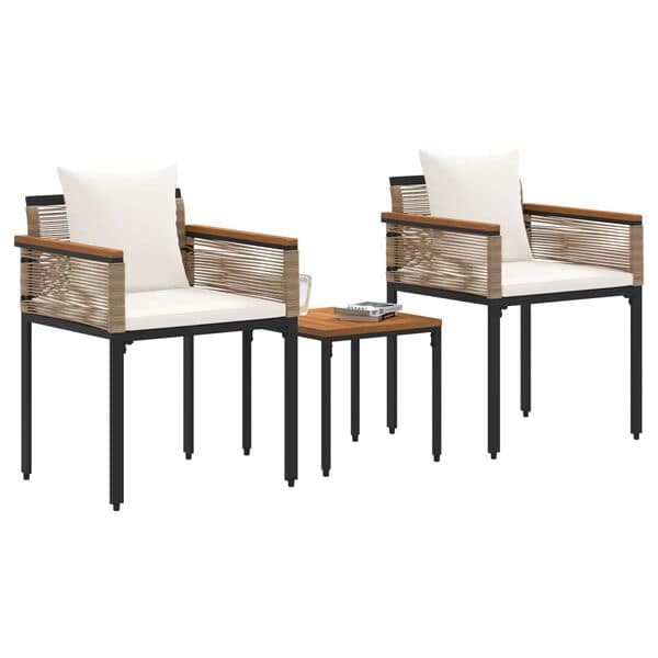 Outdoor Furniture Set Beige and Cream White Poly Rattan - Image 3