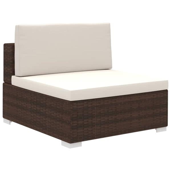 Corner Garden Lounge Set with Cushions Poly Rattan Brown - Image 4