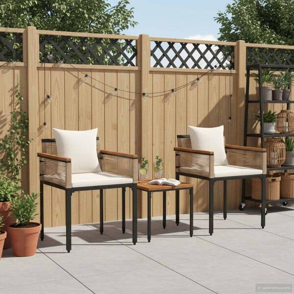 Outdoor Furniture Set Beige and Cream White Poly Rattan - Image 4