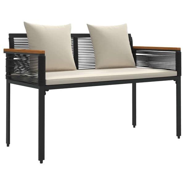 Outdoor Furniture Set Black and Cream White Poly Rattan - Image 5