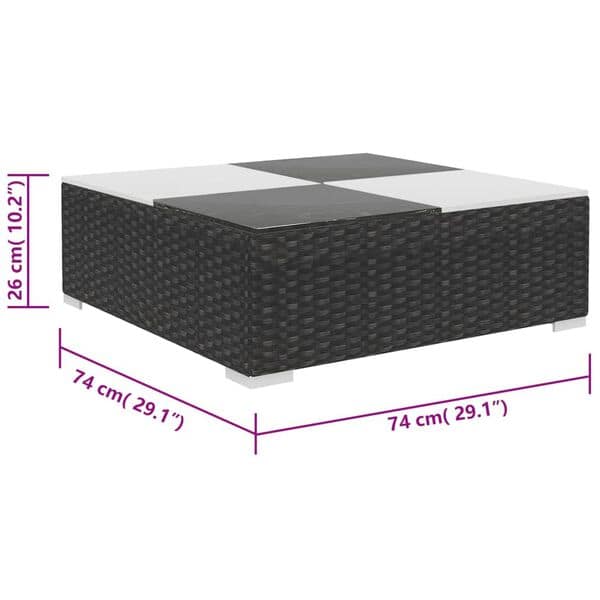 Corner Garden Lounge Set with Cushions Poly Rattan Black - Image 7