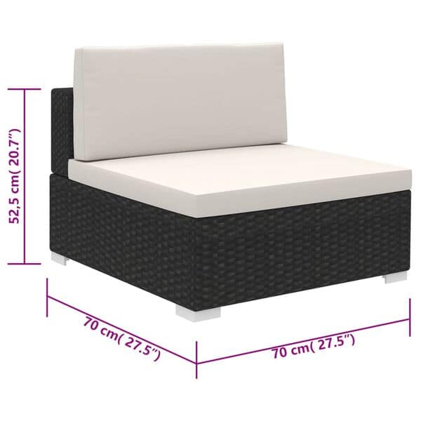 Corner Garden Lounge Set with Cushions Poly Rattan Black - Image 8