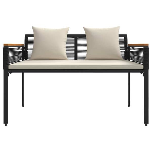 Outdoor Furniture Set Black and Cream White Poly Rattan - Image 8