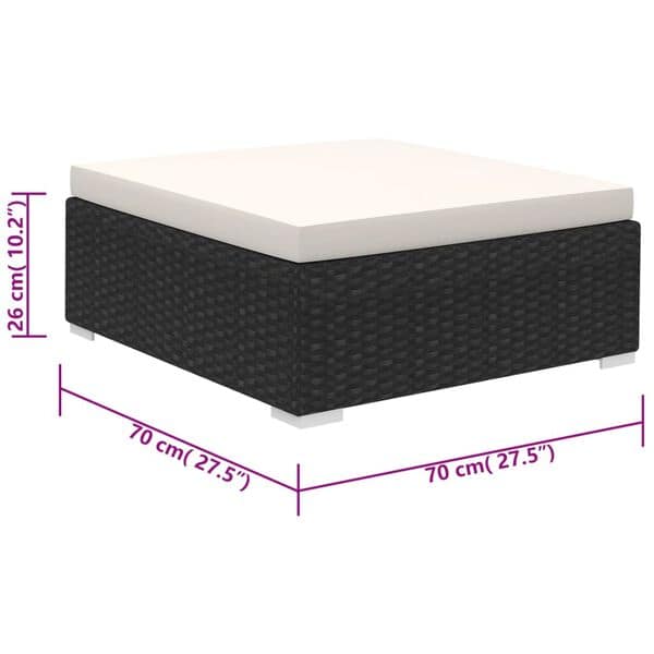 Corner Garden Lounge Set with Cushions Poly Rattan Black - Image 9