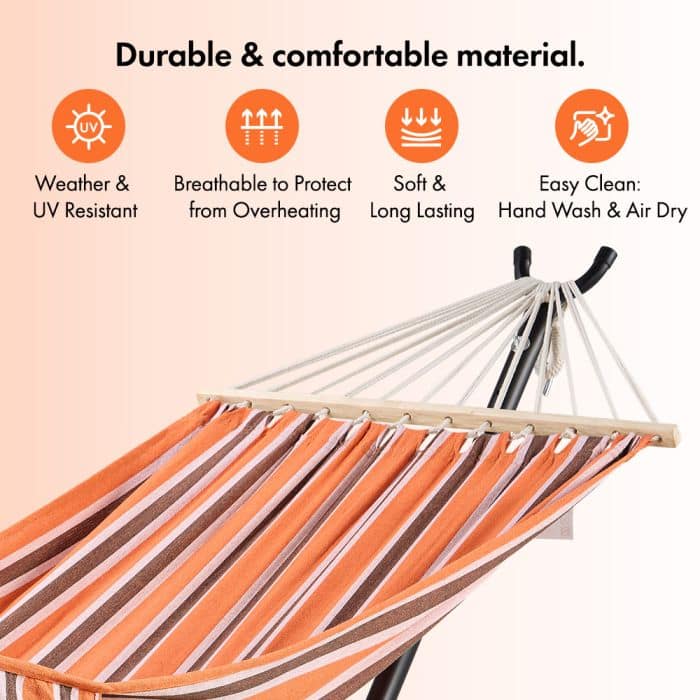 Ibiza 1 Person Orange Hammock With Stand - Image 4