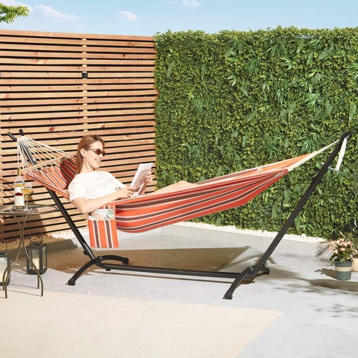 Ibiza 1 Person Orange Hammock With Stand - Image 9