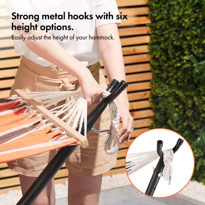 Ibiza 1 Person Orange Hammock With Stand - Image 3