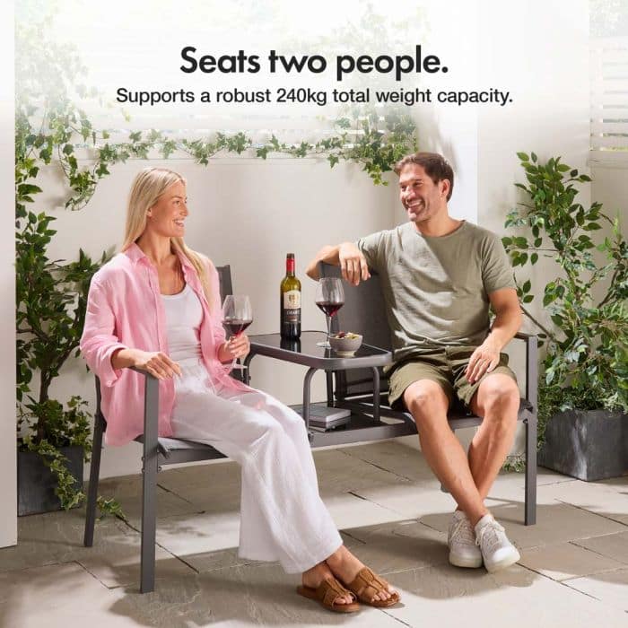 Paris Textoline Grey Love Seat - Image 2