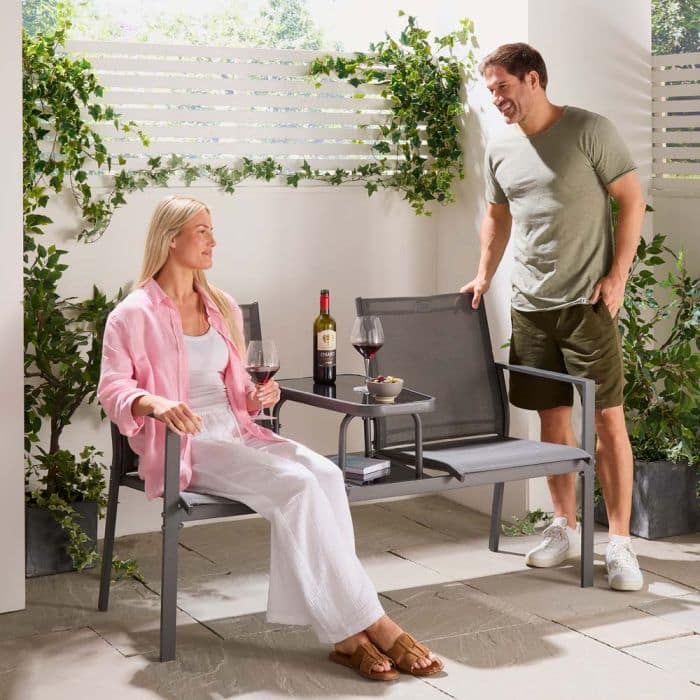 Paris Textoline Grey Love Seat - Image 8