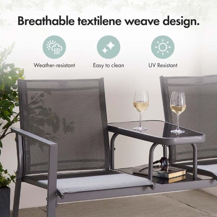 Paris Textoline Grey Love Seat - Image 3